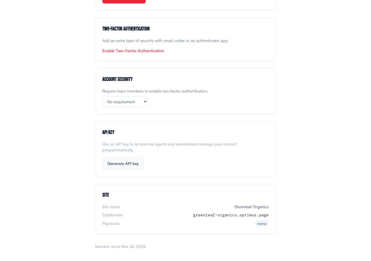 API key management in settings